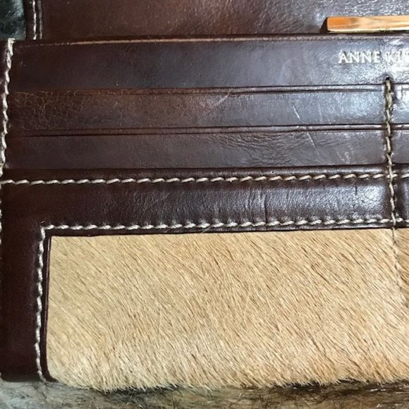 *Rare* Anne Klein Hair Calf Leather Antiqued Frame Push Latch Wallet - Picture 8 of 15